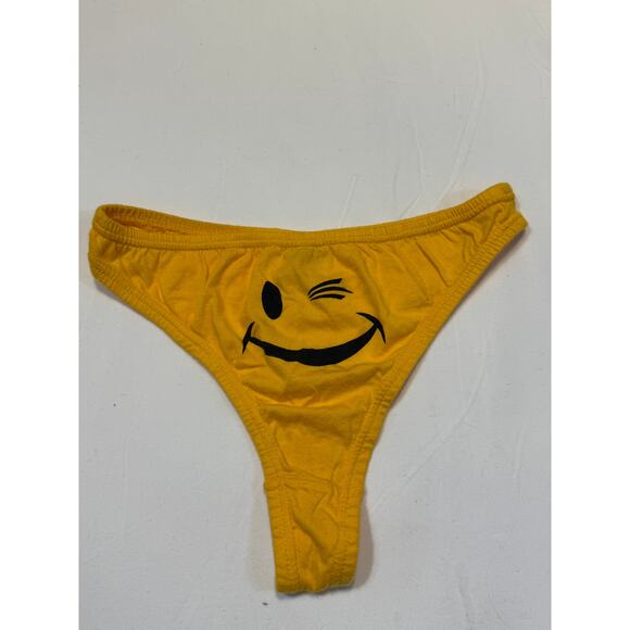 NWOT Joe Boxer Cotton Thong Panty Yellow Winking Face Graphic Size S/5 - Picture 1 of 4